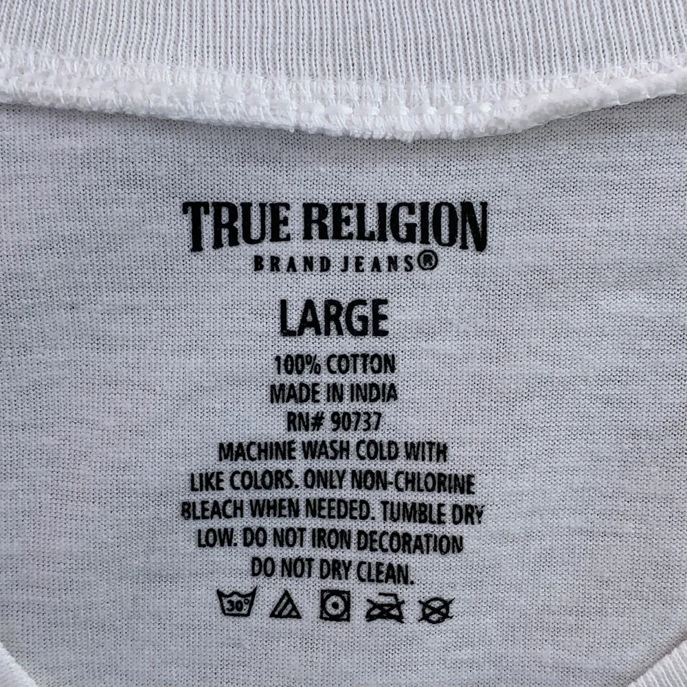 True Religion Mens Large White Gold Silver Foil Logo V-Neck T-Shirt 2 Pack